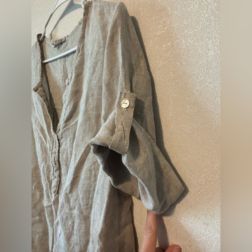 Tempo Paris | 100% Linen 3/4 Short sleeve | Made in Italy | M - Picture 3 of 6